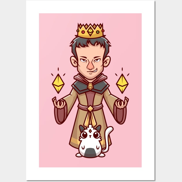 Cute King Witch With Hamster Cartoon Wall Art by Catalyst Labs
